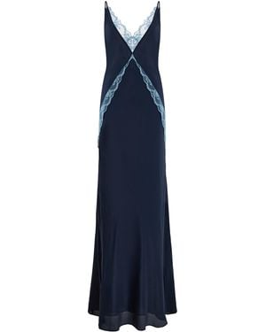 SIR. Elsie Lace-Trimmed Satin Maxi Slip Dress - Blue