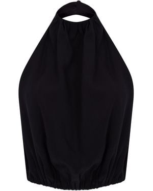 Zeynep Arcay Backless Silk Top - Blue
