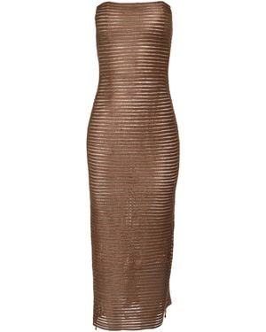 Francesca Miranda Exclusive Vision Silk Midi Dress - Brown