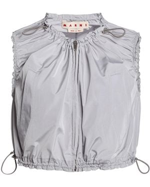 Marni Pleated Zip-Down Woven Top - Grey