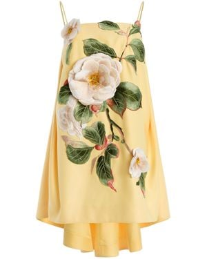LEO LIN Exclusive Felicia Appliquéd Camelia-Printed Mini Dress - Metallic