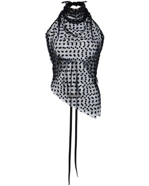 Tae Park Kite Polka-dot Mesh Top - Black