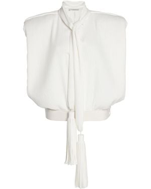 Stella McCartney Tasselled Georgette Sleeveless Top - White