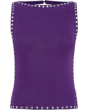 Siedres Zelna Stud-Trim Crop Top - Purple