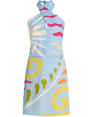 Cala De La Cruz Exclusive Veneta Twisted Linen Mini Dress - White
