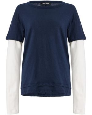 EB DENIM Rory Layered Cotton Top - Blue
