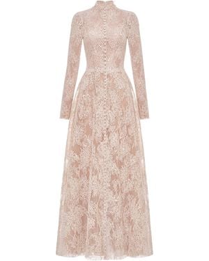 Montsand Cotton-Blend Lace Button-Front Maxi Dress - Natural
