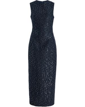 Oscar de la Renta Sequin Tweed Midi Dress - Blue