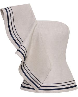 ANDRES OTALORA Lumina Embroidered Linen Top - Grey