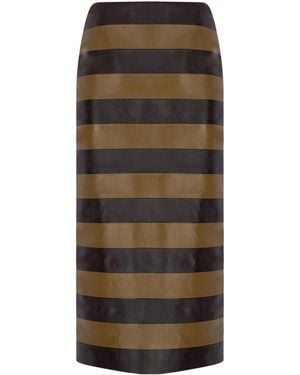 Zeynep Arcay Striped Leather Pencil Skirt - Multicolour