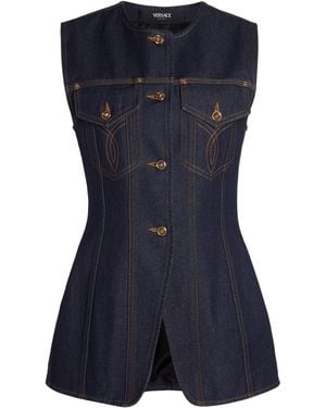 Versace La Vacanza Denim Vest - Blue