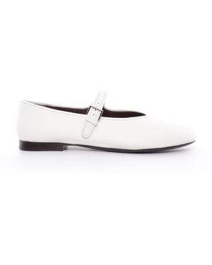 The Row Boheme Leather Mary Jane Flats - White