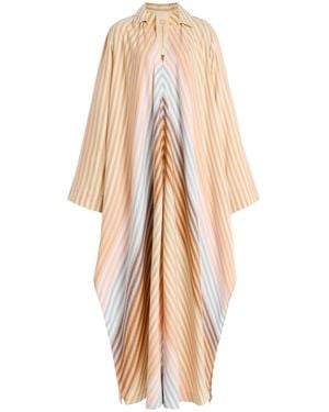 Marrakshi Life The Striped Cotton Caftan - Natural