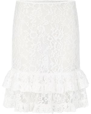 Ludovic de Saint Sernin Ernestine Ruffle-Trimmed Guipure Lace Knee-Length Skirt - White