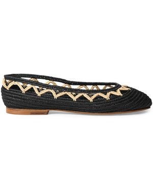 Odissi Bea Rafia Ballet Flats - Black