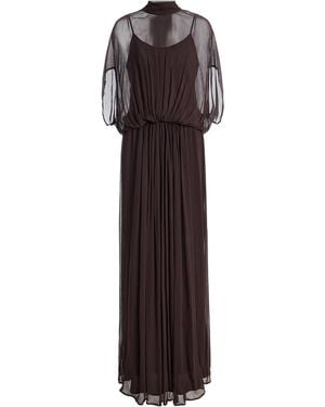 STAUD Viviana Silk Maxi Dress - Brown