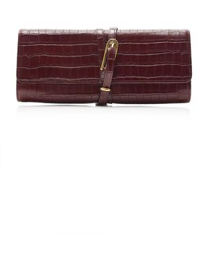 Liffner Belted Croc-embossed Leather Clutch - Purple
