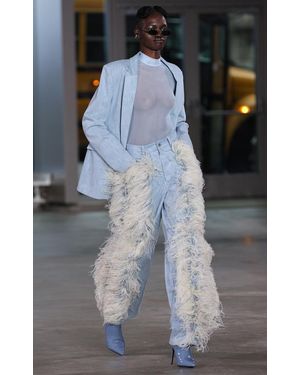 LAPOINTE Feathered Washed Denim Straight-leg Pants - Black