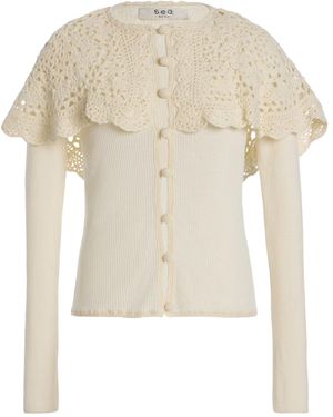 Sea Nara Crochet-Trimmed Wool Cardigan - Natural
