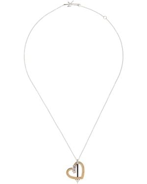 Nikos Koulis 18k Gold Feelings Heart Diamond Necklace - White