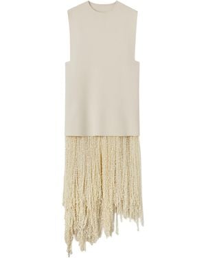 Jil Sander Sequin Fringed Midi Dress - White