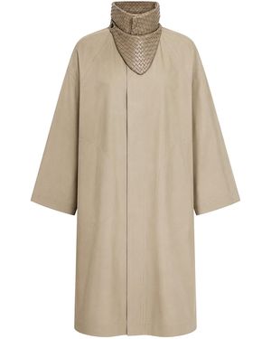 Bottega Veneta Intrecciato-Collar Cotton Coat - Natural
