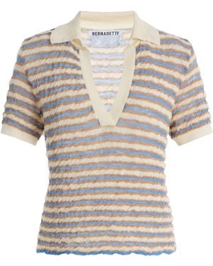 BERNADETTE Ophelia Striped Virgin Wool Polo Top - White