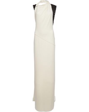 Lanvin Asymmetrical Embroidered Maxi Dress - White