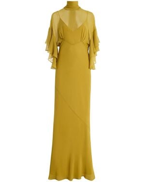 De La Vali Lena Ruffled Georgette Maxi Dress - Yellow