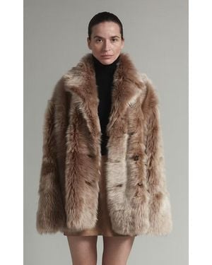 UTZON Jehanne Oversized Long Hair Short Coat - Brown