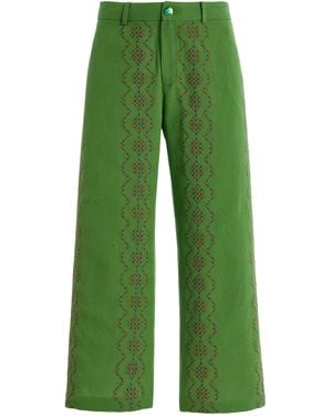 La Veste Punto De Cruz Cotton Trousers - Green
