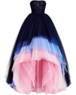 Carolina Herrera Tiered Pleated Tulle Gown - Multicolour