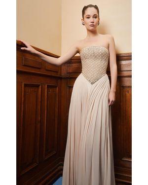Georges Hobeika Draped Evening Gown - Brown