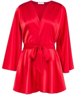 Fleur du Mal Angel Stretch-Silk Robe - Red
