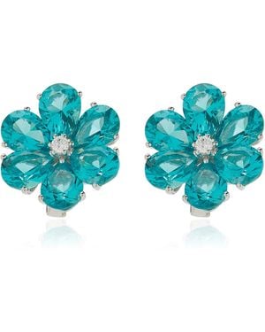 Anabela Chan Paraiba Marguerite Daisy 18K Diamond And Tourmaline Earrings - Blue