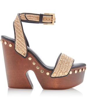 Givenchy Platform Fringed Raffia 95Mm Wedges - White
