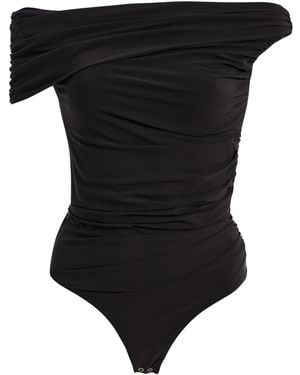 Agolde Sherilyn Off-The-Shoulder Jersey Bodysuit - Black