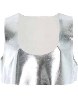 Zankov Emily Leather Crop Top - White