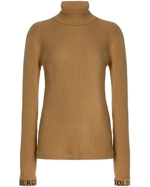 Goldbergh Mira Ribbed-Knit Turtleneck Jumper - Brown