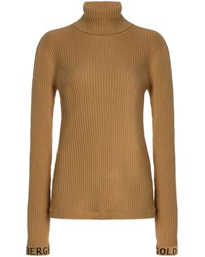 Goldbergh Mira Ribbed-Knit Turtleneck Jumper - Brown