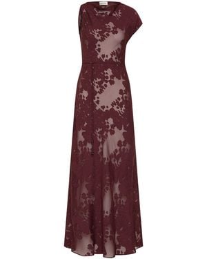 ROAME. Capri Asymmetrical Sheer Maxi Dress - Purple
