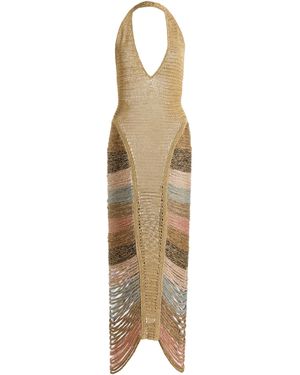 Andrea Almeida Melissa Cord Detailed Maxi Dress - Natural