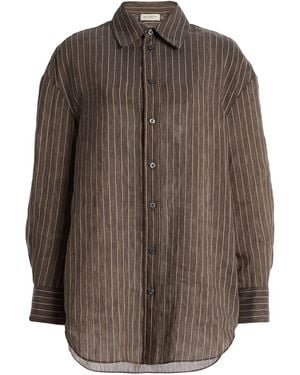 Kallmeyer Dani Pinstriped Linen-Blend Shirt - Brown