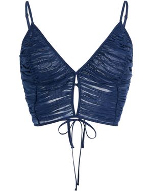 Moré Noir South Cotton-Silk Voile Top - Blue