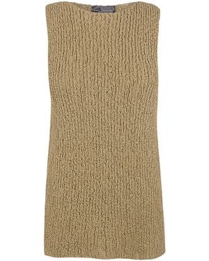 Cortana Gina Crinkle-Knit Cotton Top - Natural