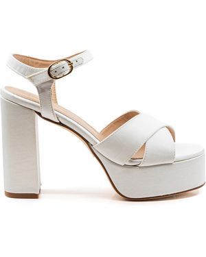 Andrea Gomez Bella Satin Platform Sandals - White