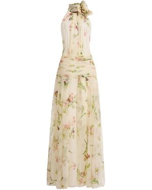Zuhair Murad Organza Draped Silk Maxi Dress - Natural