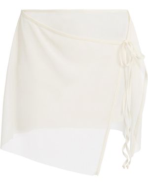 Bondeye Maeve Layered Mesh Mini Wrap Skirt - White