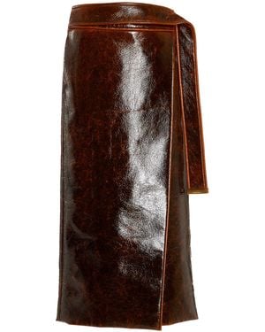 Brandon Maxwell The Evelyn Wool-blend Wrap Midi Skirt - Brown