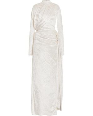 Burc Akyol Crushed Velvet Maxi Dress - White